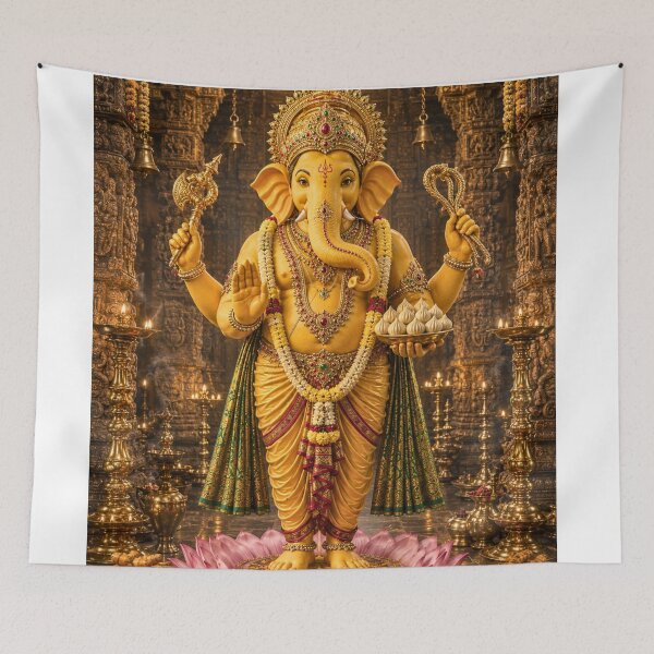 Item preview, 32 Forms of Lord Ganesha Collection | Haridra Ganapati – The Sacred Turmeric Lord | Museum-Quality Hindu Devotional Wall Art designed and sold by Homyar.