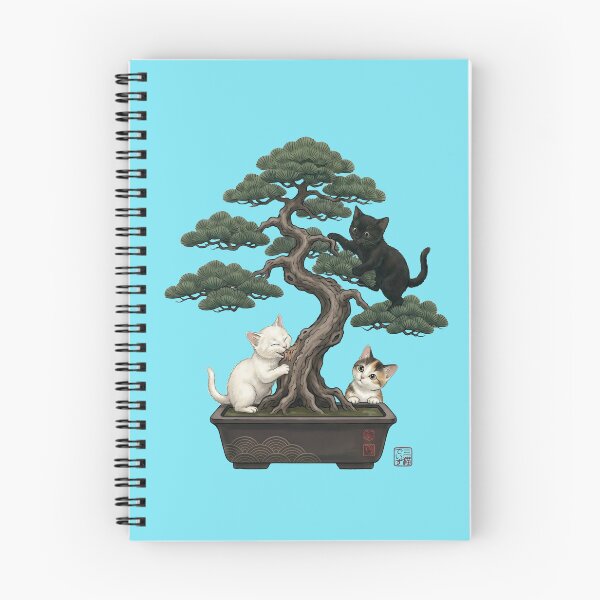 Item preview, Bonsai Zen Tree with Three Cute Kittens designed and sold by JapanekoGallery.