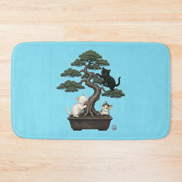 Item preview, Bonsai Zen Tree with Three Cute Kittens designed and sold by JapanekoGallery.