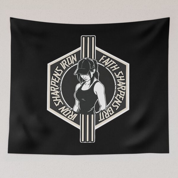 Item preview, Iron Sharpens Iron Faith Sharpens Grit | Christian Women Gym designed and sold by Bezuiden.