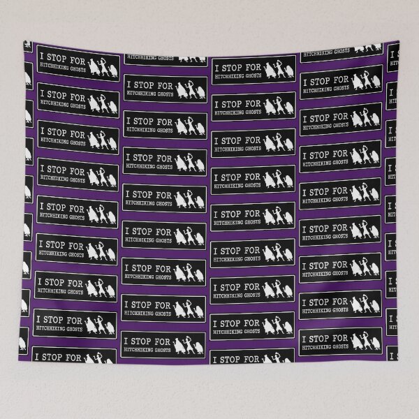 Item preview, I Stop for Hitchhiking Ghosts Funny Spooky Travel Bumper Sticker designed and sold by pixiedustpaint.