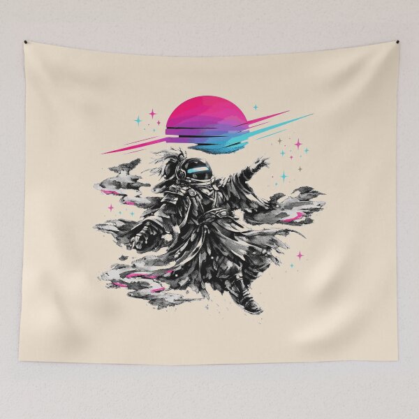 Item preview, Neon Retro Synthwave Sumi-E Ancient Spaceman designed and sold by KungPowUnicorn.