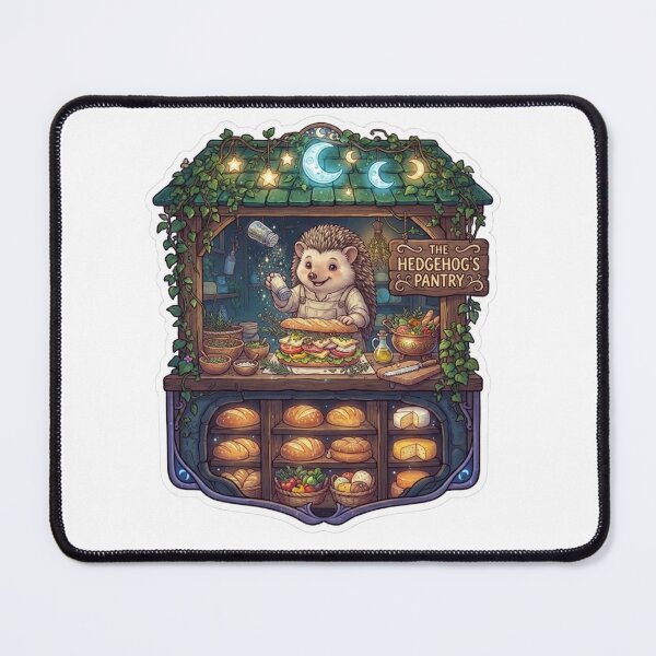 Item preview, The Hedgehog's Pantry | Cozy Sandwich Shop | Woodland Bakery & Deli | Cute Forest Hedgehog | Cottagecore Kitchen | Whimsical Sticker designed and sold by MrDev.