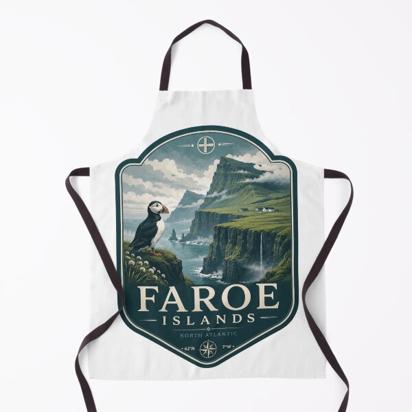 Item preview, Faroe Islands Misty Sea Cliffs Puffin Nordic Travel Badge designed and sold by ArtsyExplorer.
