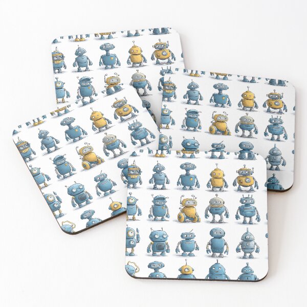 Item preview, Whimsical Cartoon Robot All-Over Pattern designed and sold by Boddicca.