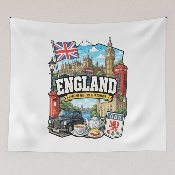 Item preview, England Adventure Landmarks Graphic Tee designed and sold by AtuqStudio.