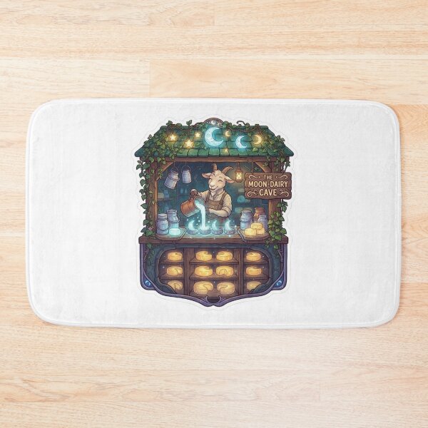 Item preview, The Moon-Dairy Cave | Enchanted Goat Cheesemaker | Magical Woodland Creamery | Cottagecore Cheese Shop | Moonlit Fantasy Market | Cute Forest Sticker designed and sold by MrDev.