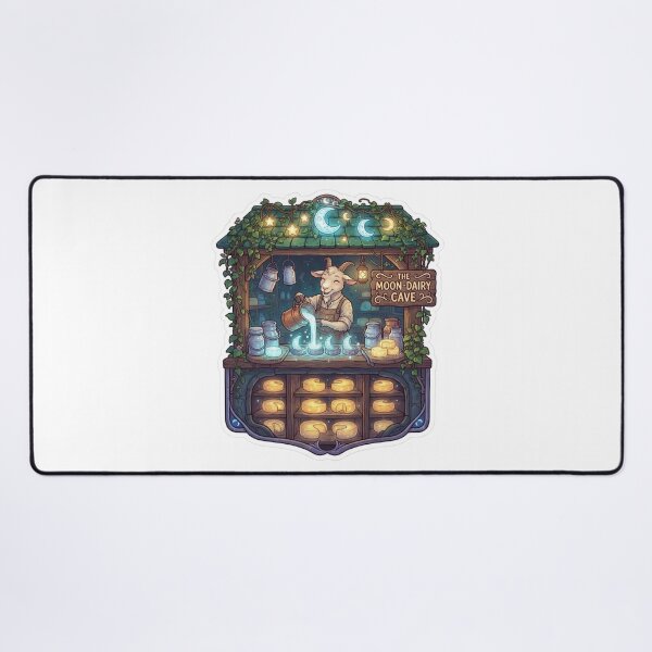 Item preview, The Moon-Dairy Cave | Enchanted Goat Cheesemaker | Magical Woodland Creamery | Cottagecore Cheese Shop | Moonlit Fantasy Market | Cute Forest Sticker designed and sold by MrDev.