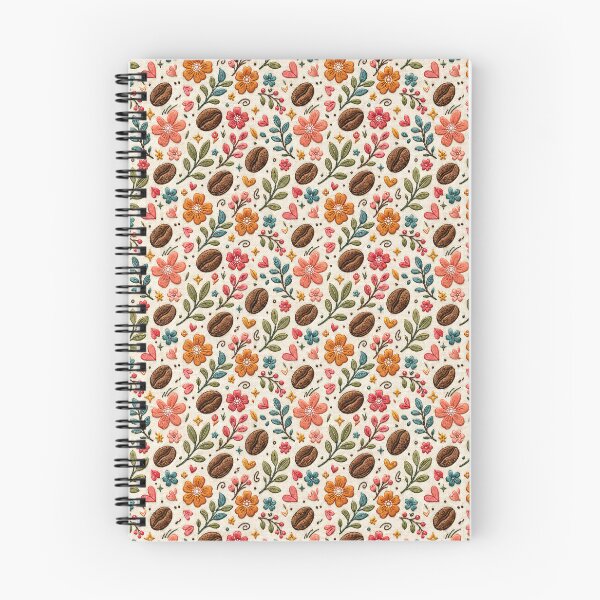 Item preview, Embroidered Coffee Bean Floral Pattern – Cute Coffee Lover Seamless Design designed and sold by graphic-genie.