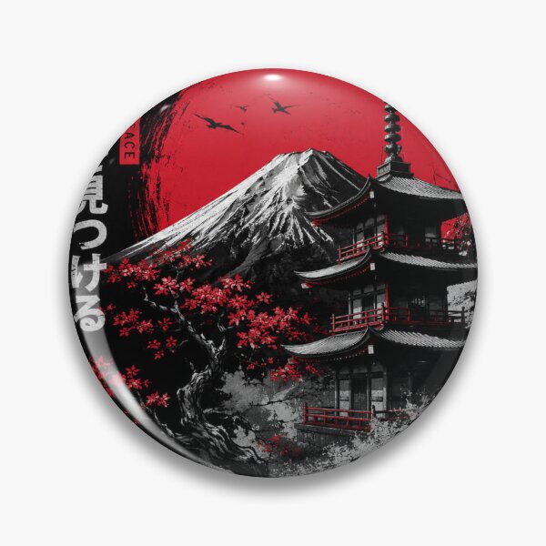 Item preview, Japanese Zen Temple T-Shirt – Samurai Aesthetic Red Sun Mountain Streetwear Design designed and sold by bobee store.