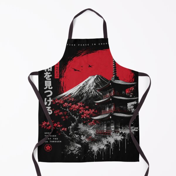 Item preview, Japanese Zen Temple T-Shirt – Samurai Aesthetic Red Sun Mountain Streetwear Design designed and sold by bobee store.