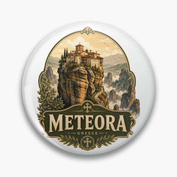 Item preview, Meteora Monastery Greece Cliff Travel Design designed and sold by ArtsyExplorer.