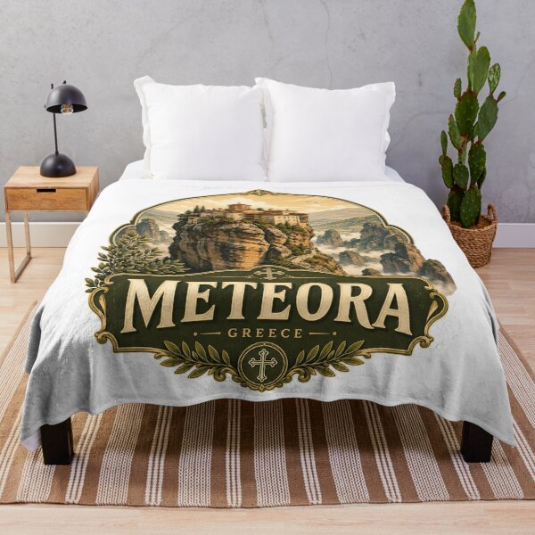 Item preview, Meteora Monastery Greece Cliff Travel Design designed and sold by ArtsyExplorer.