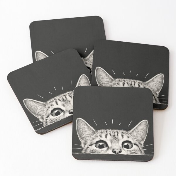 Item preview, Cute Peekaboo Cat Art | Curious Kitten Illustration | Minimalist Cat Wall Decor designed and sold by AbstractAuraArt.