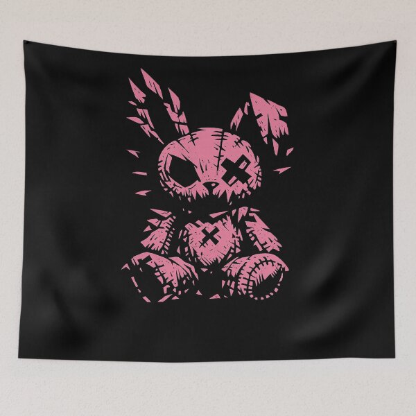 Item preview, Brutalist Plush Bunny - Gothic Stuffed Rabbit Graphic Tee - Dark Kawaii Horror Streetwear - Pink Plush Toy Art designed and sold by JonelCrafts.