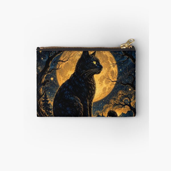 Item preview, Black Cat Moon Art | Mystical Cat Wall Decor | Gothic Celestial Cat Illustration designed and sold by AbstractAuraArt.