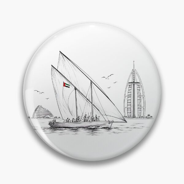Item preview, Emirati Dhow Sailing in Dubai | Heritage Line Art designed and sold by NUSKHAH UAE | Emirati Heritage Art.