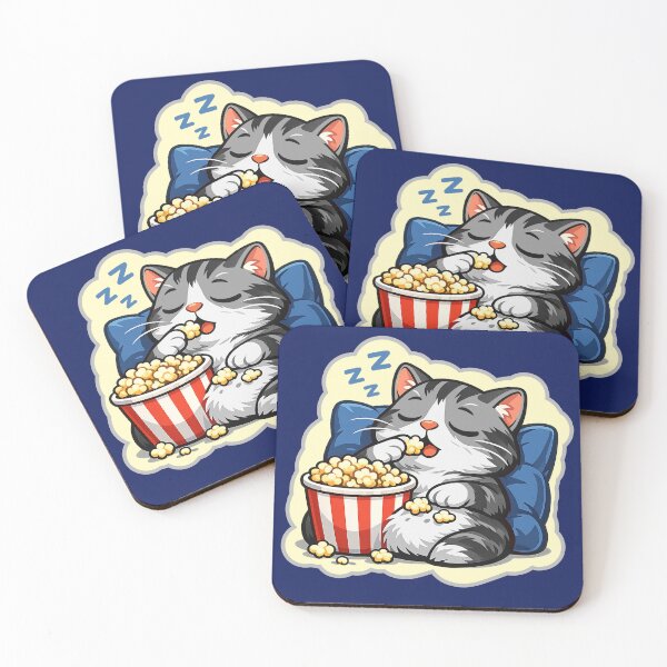 Item preview, Sleepy Cat Eating Popcorn designed and sold by banoidz.
