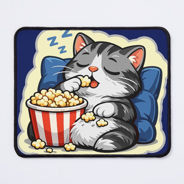 Item preview, Sleepy Cat Eating Popcorn designed and sold by banoidz.
