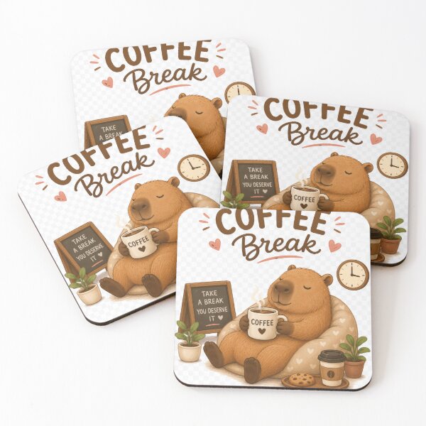 Item preview, Coffee Break Capybara | Cute Cozy Coffee Lover Kawaii Sticker designed and sold by coolpinkbox.