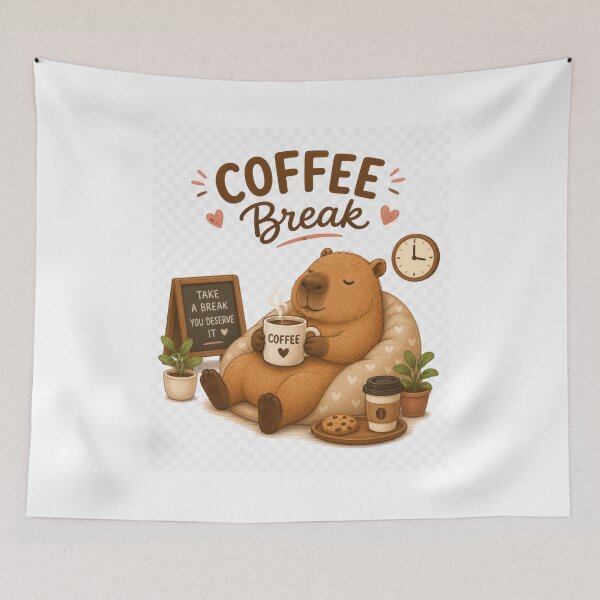 Item preview, Coffee Break Capybara | Cute Cozy Coffee Lover Kawaii Sticker designed and sold by coolpinkbox.