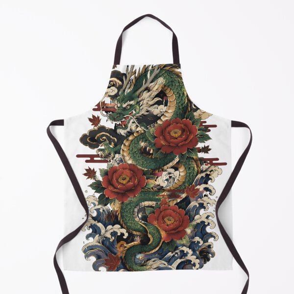 Item preview, Japanese Green Dragon with Peonies | Traditional Irezumi Tattoo Art designed and sold by kaxymax.