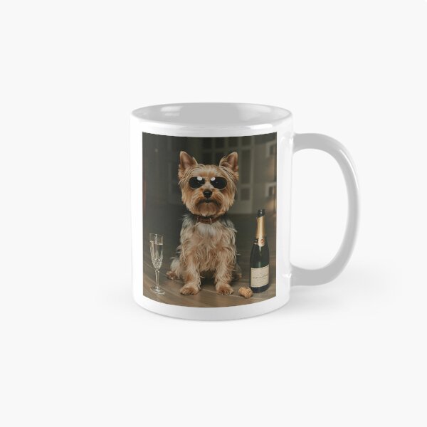 Artikelvorschau, Yorkshire Terrier trinkt Wein Jahrgang entworfen und verkauft von charoen-design.