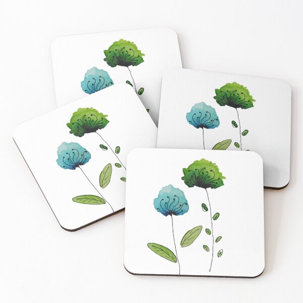 Item preview, Watercolor Wildflowers Blue Green Floral Wall Art designed and sold by Little Bloom Studio.