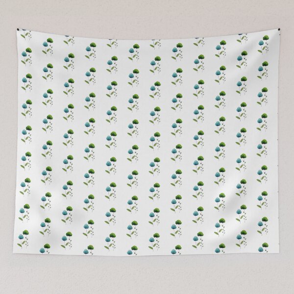 Item preview, Watercolor Wildflowers Blue Green Floral Wall Art designed and sold by Little Bloom Studio.