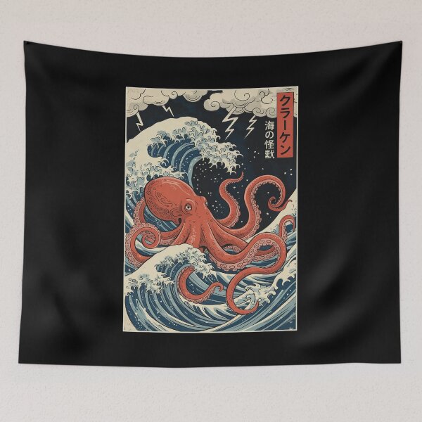 Item preview, Red Octopus Vintage Japanese Kraken  designed and sold by charoen-design.