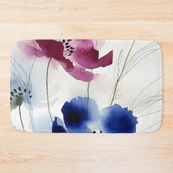 Item preview, Blue and Magenta Watercolor Flowers designed and sold by ondante.