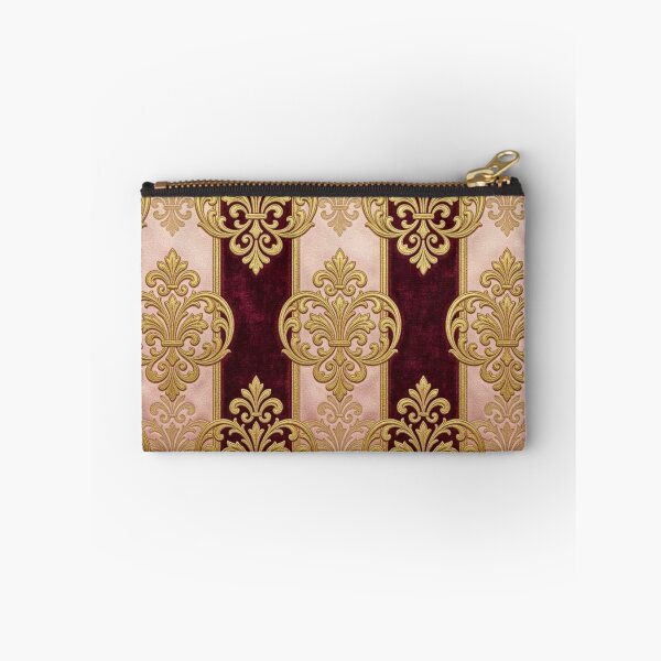 Item preview, Faux Crushed Velvet Striped Burgundy & Pink Gold Damask designed and sold by DesignsByPrnces.