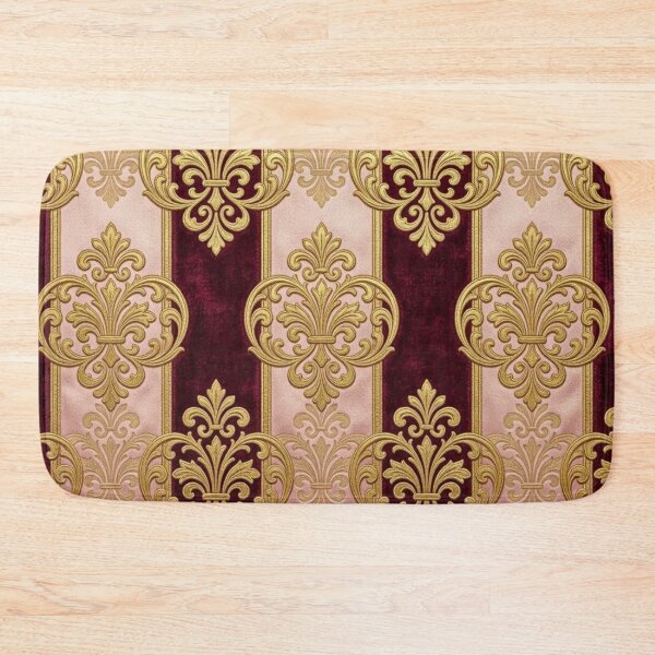 Item preview, Faux Crushed Velvet Striped Burgundy & Pink Gold Damask designed and sold by DesignsByPrnces.