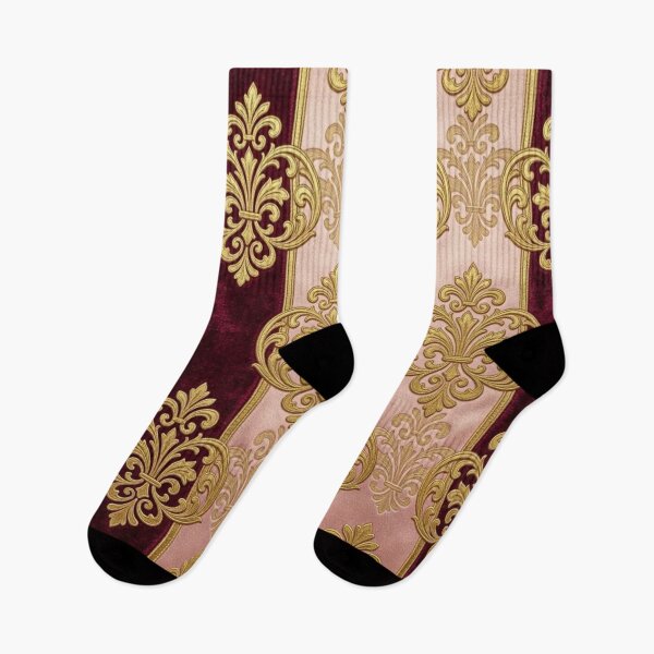 Item preview, Faux Crushed Velvet Striped Burgundy & Pink Gold Damask designed and sold by DesignsByPrnces.