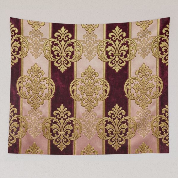 Item preview, Faux Crushed Velvet Striped Burgundy & Pink Gold Damask designed and sold by DesignsByPrnces.