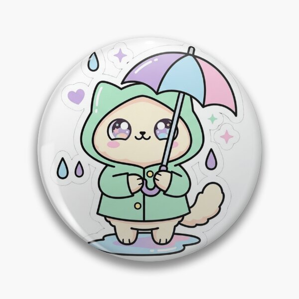 Item preview, Rainy Day Cat Sticker | Cute Kawaii Pastel Cat | MONOFLUX designed and sold by MonoFlux.