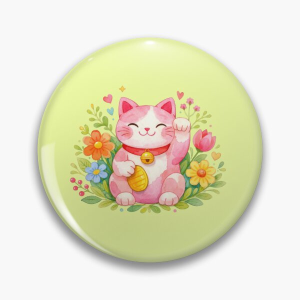 Item preview, Japanese waving cat with flowers Maneki Neko designed and sold by Mauswohn.