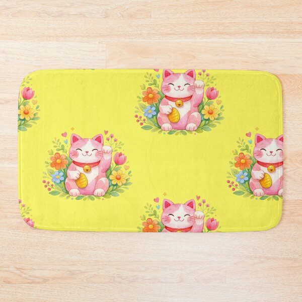 Item preview, Japanese waving cat with flowers Maneki Neko designed and sold by Mauswohn.
