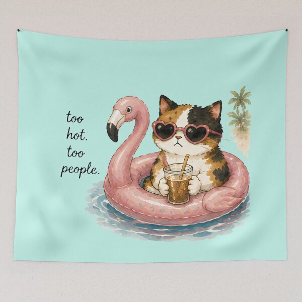 Item preview, Calico Cat Summer Watercolor Too Hot too people  designed and sold by Lunexa-Lab.