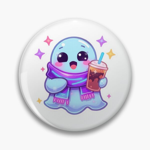 Item preview, Neon Cozy Ghost Coffee Kawaii Sticker | Glowing Cute Ghost PNG designed and sold by Stylestickers55.