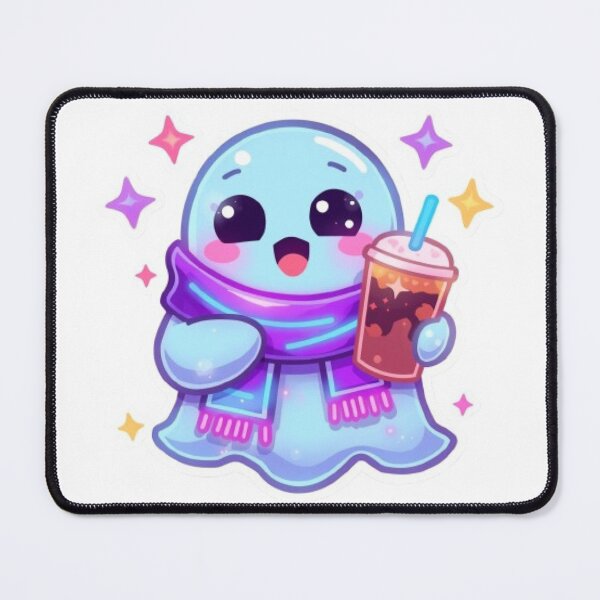 Item preview, Neon Cozy Ghost Coffee Kawaii Sticker | Glowing Cute Ghost PNG designed and sold by Stylestickers55.