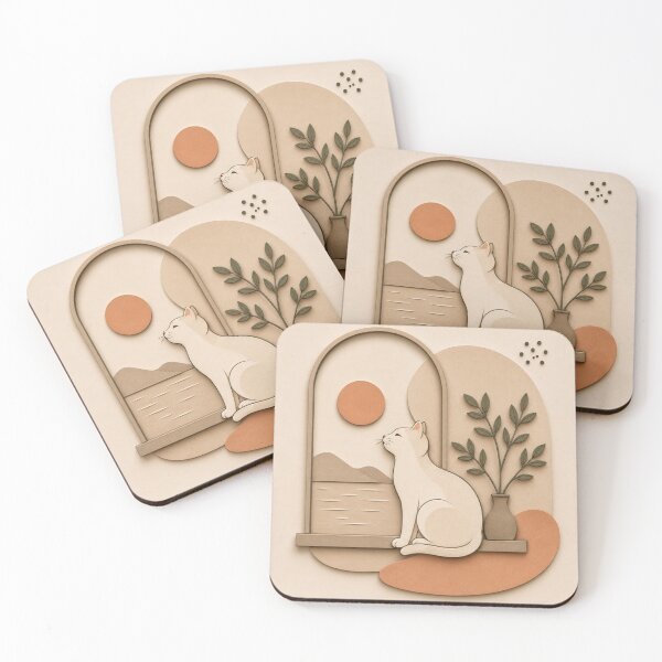 Item preview, Minimal Cat Window Paper Cut Illustration designed and sold by Siti Hoiriyah.