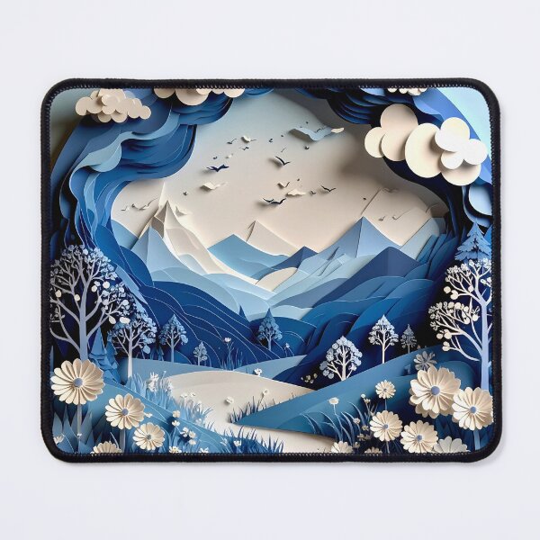 Item preview, Mountain Landscape with White Flowers and Birds designed and sold by Vicky Brago-Mitchell®.