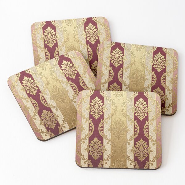Item preview, Mauve, Oat & Burgundy Striped Gold Damask designed and sold by DesignsByPrnces.