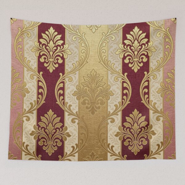 Item preview, Mauve, Oat & Burgundy Striped Gold Damask designed and sold by DesignsByPrnces.