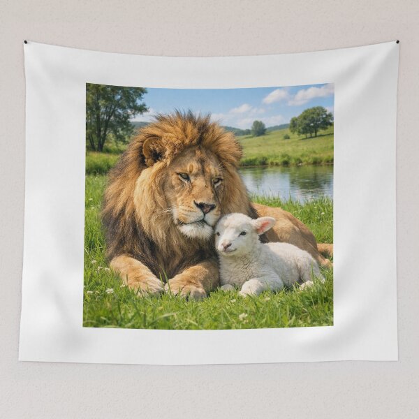 Item preview, Lion and Lamb Peaceful Meadow – Prophetic Harmony designed and sold by Faithwave Hope & Haven.