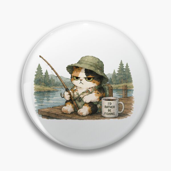 Item preview, Grumpy Calico Cat Fishing Watercolor  designed and sold by Lunexa-Lab.