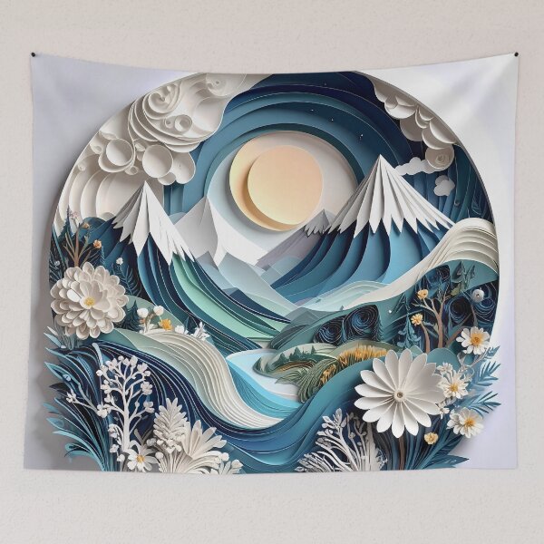 Item preview, Mountain Landscape with White Flowers  designed and sold by Vicky Brago-Mitchell®.