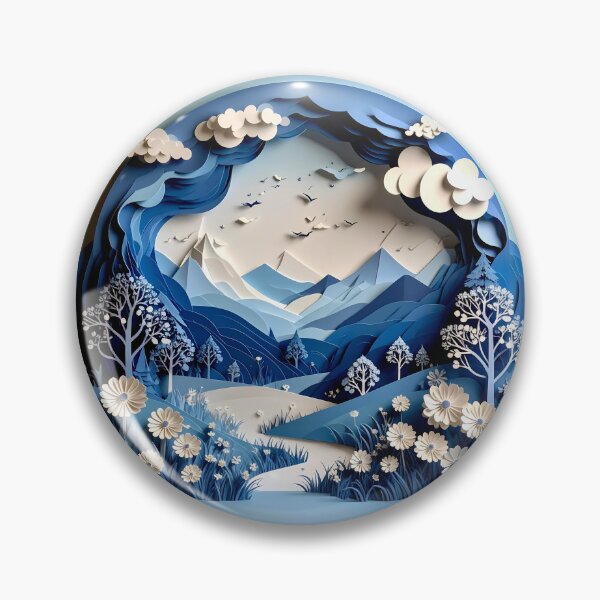 Item preview, Mountain Landscape with White Flowers and Birds designed and sold by Vicky Brago-Mitchell®.