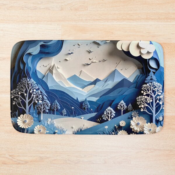Item preview, Mountain Landscape with White Flowers and Birds designed and sold by Vicky Brago-Mitchell®.